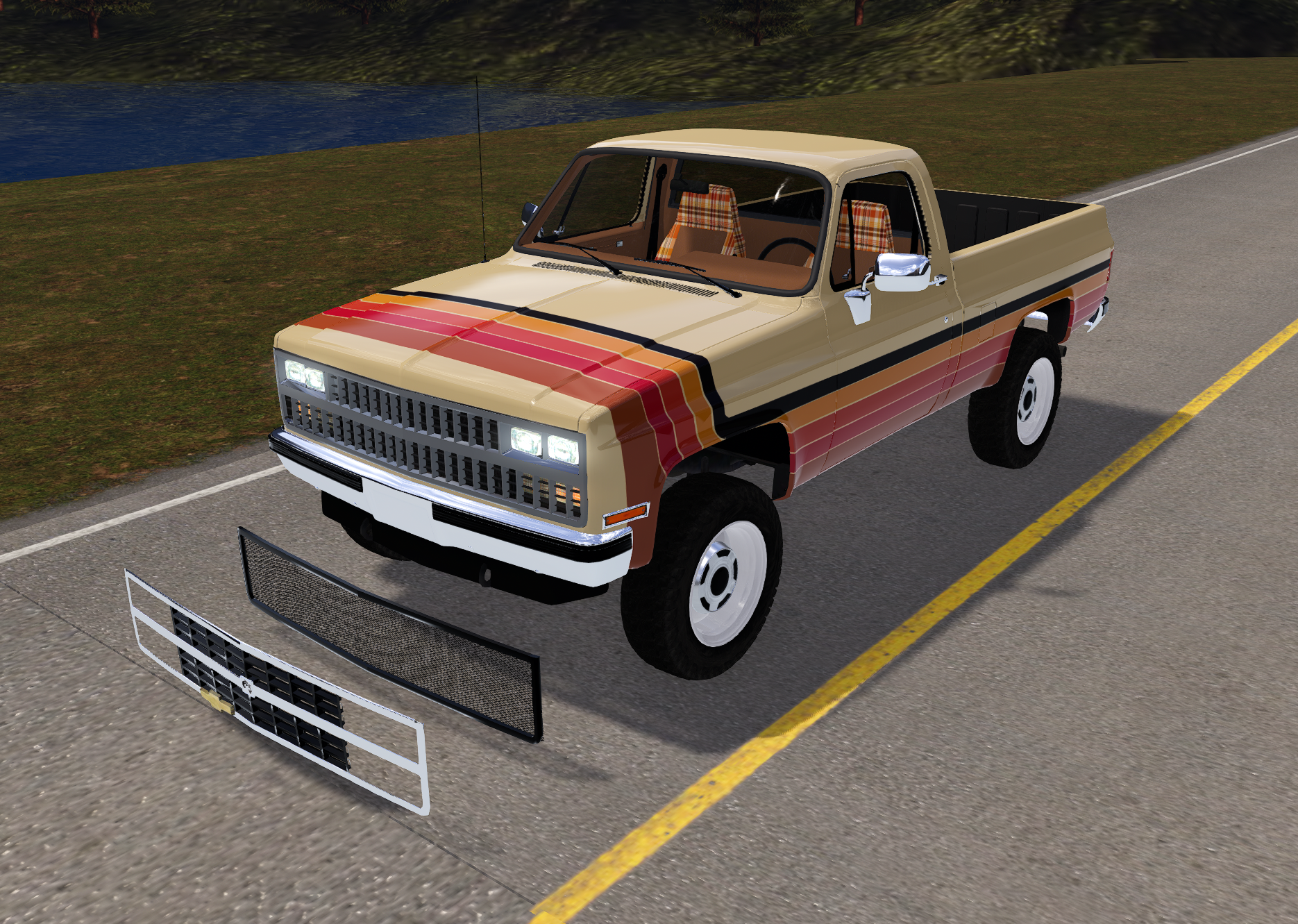 89 Chev Cheyenne RETRO - Template - 1 pc bed - 3 grille